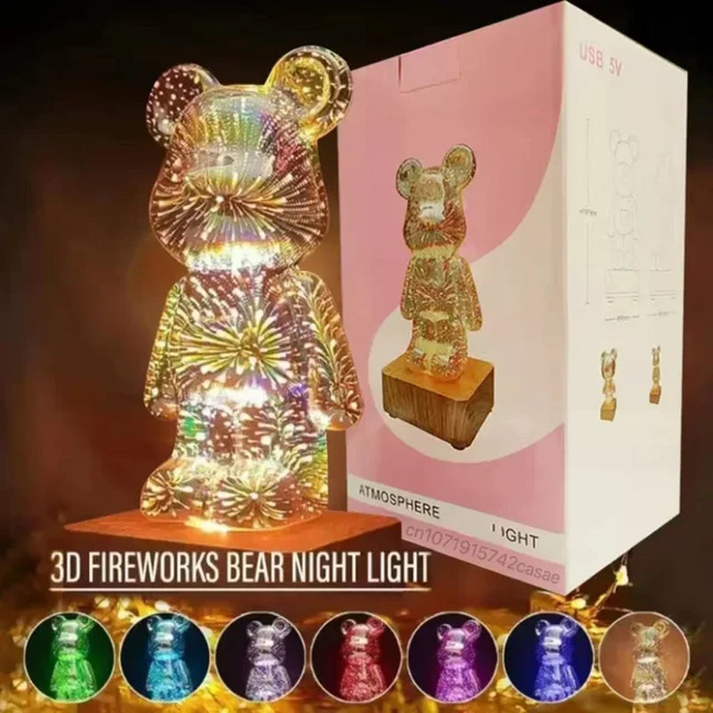 3D Bear Firework Night Light