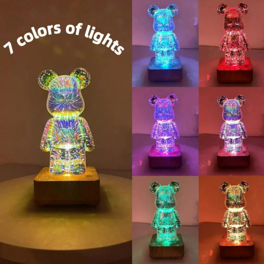 3D Bear Firework Night Light