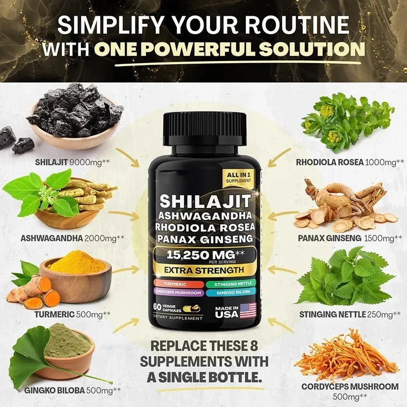 100% ORGANIC Shilajit Capsules + Sea Moss Capsules