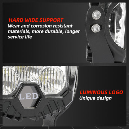 Close on Hard wide support of the bracket and another close on the Luminous LED logo