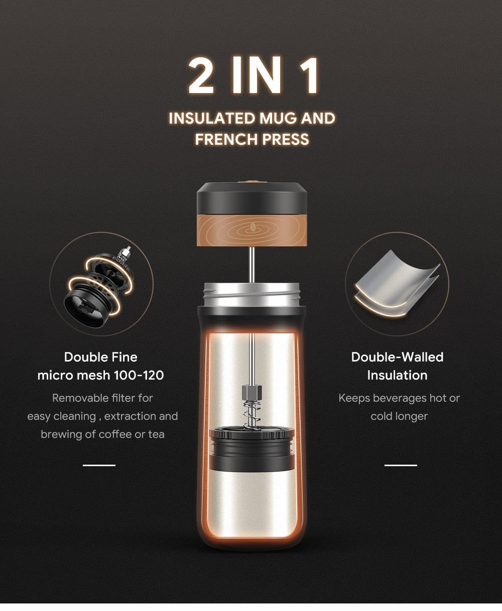 Insulated Portable Coffee French Press